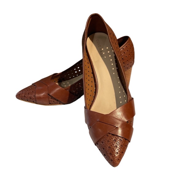 Cole Haan Shoes - Cole Haan Carlee Brown Leather Woven Pumps womens Size 9 like new